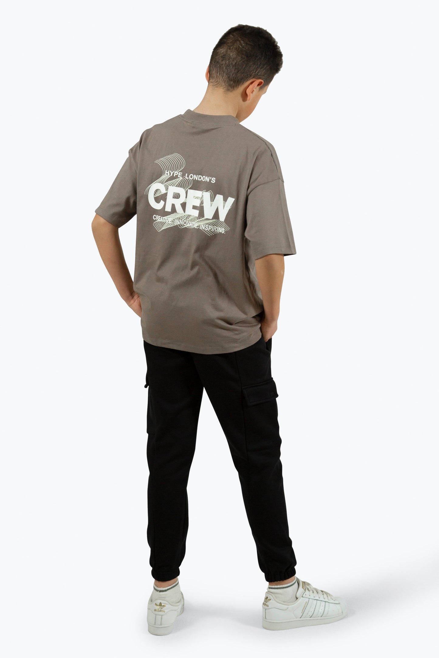 HYPE BOYS BROWN CREW T-SHIRT