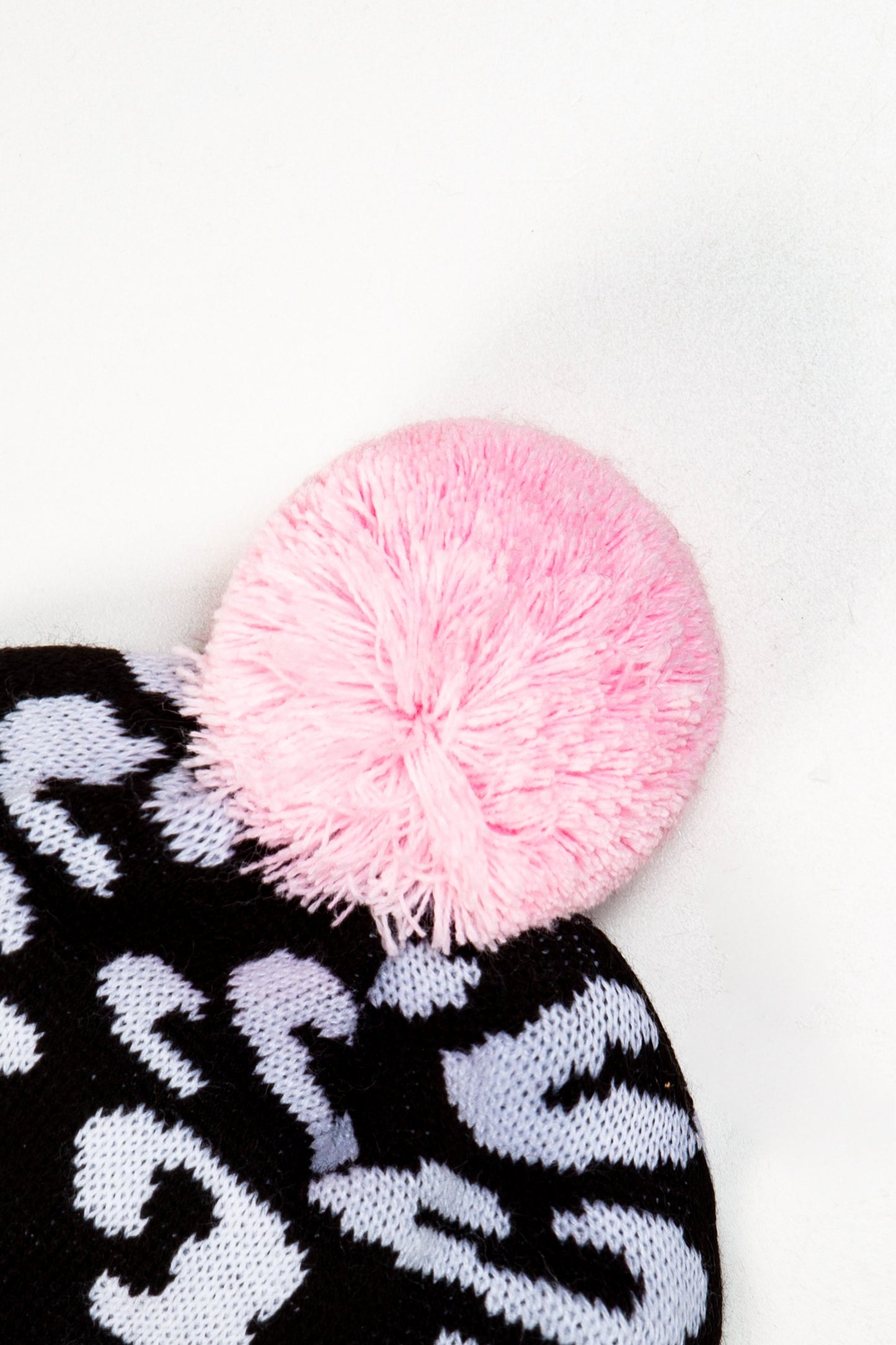 HYPE BLACK CHEETAH KNITTED POM POM BEANIE