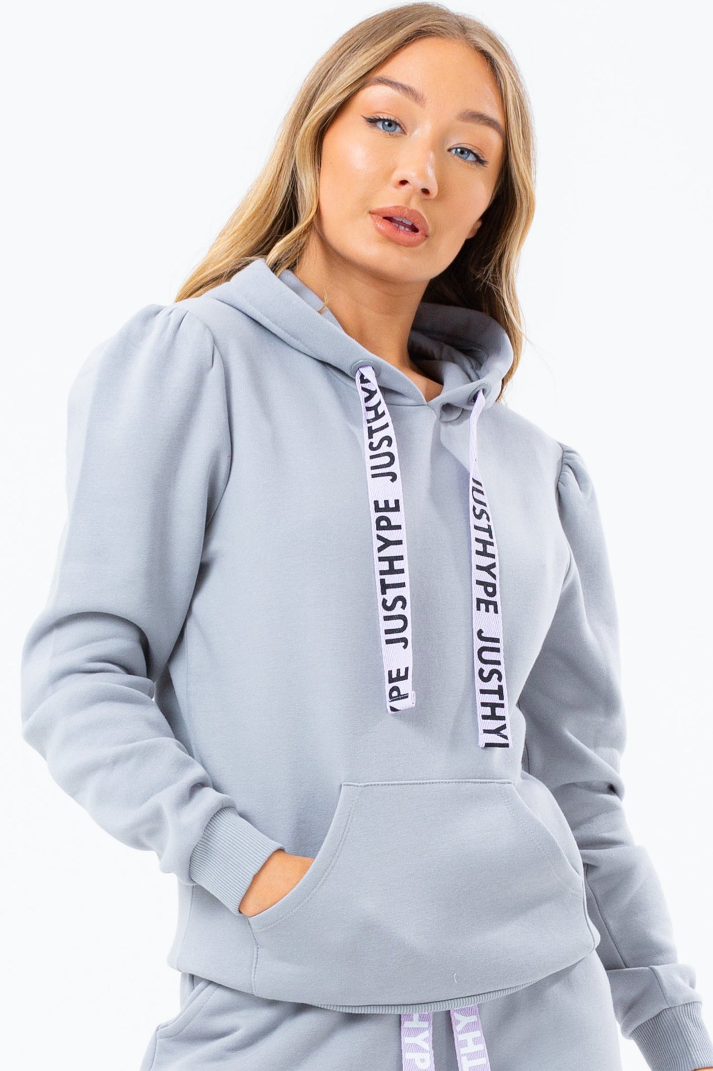 HYPE SLATE BALLOON SLEEVE WOMEN'S PULLOVER HOODIE