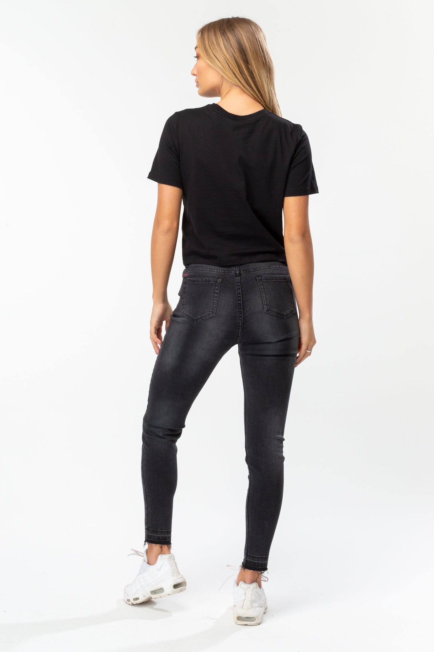 Hype Black Script Womens Crop T-Shirt