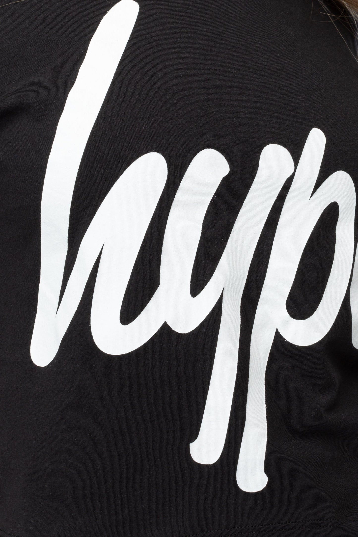 Hype Black Script Womens Crop T-Shirt