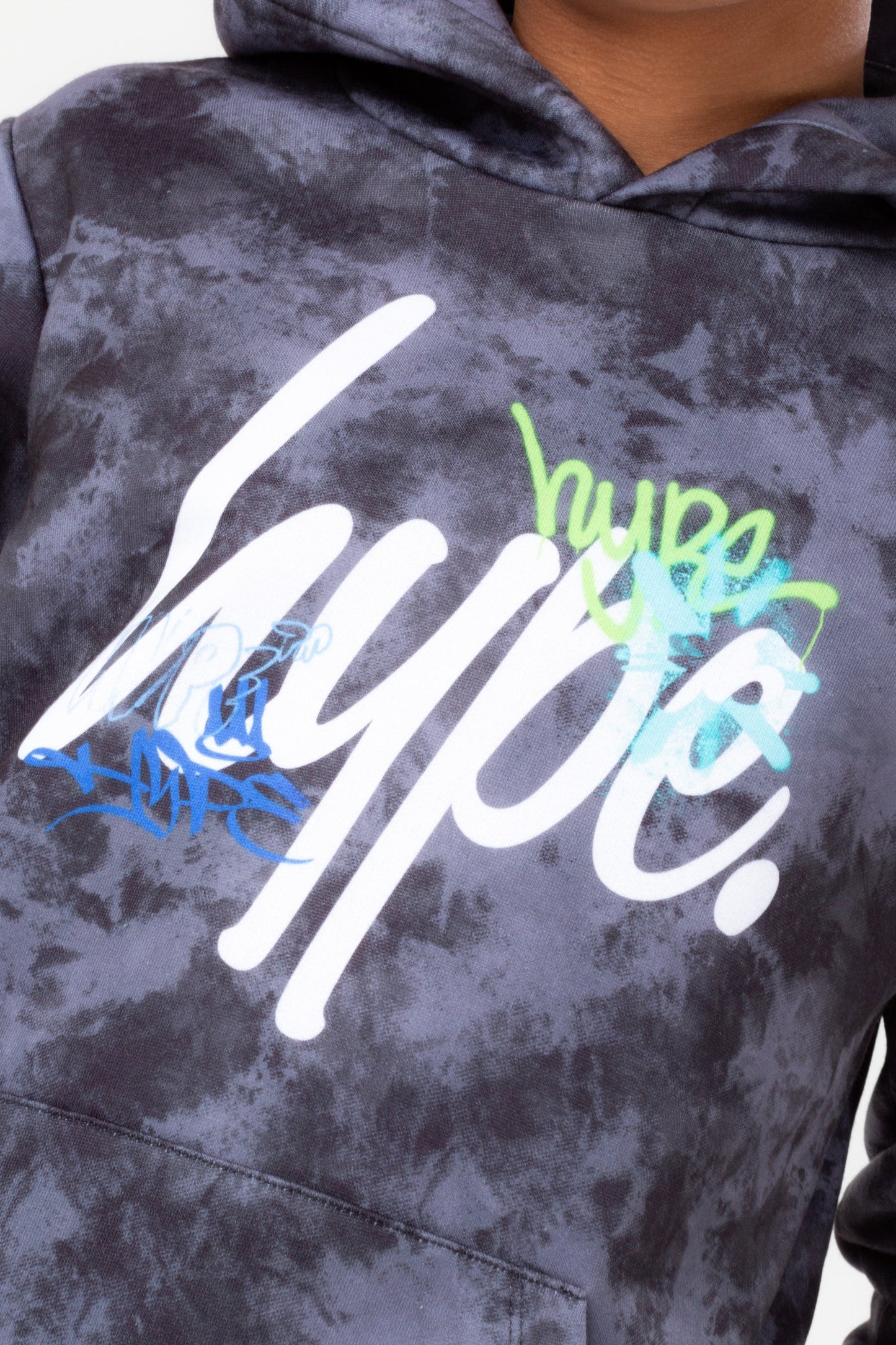 HYPE BOYS BLACK TIE DYE GRAFFITI SCRIPT HOODIE
