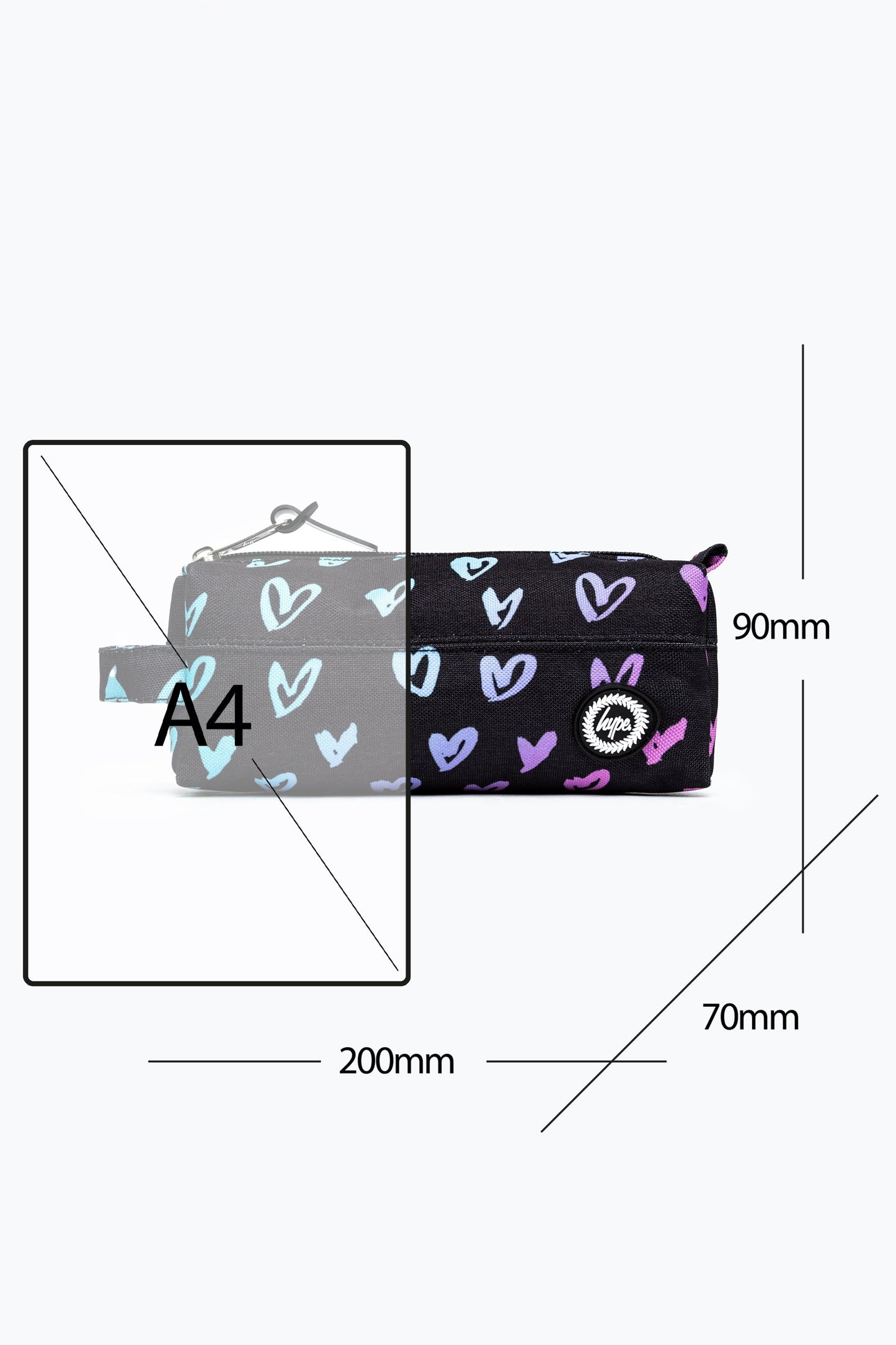 HYPE UNISEX SCRIBBLE HEART PINK CREST PENCIL CASE