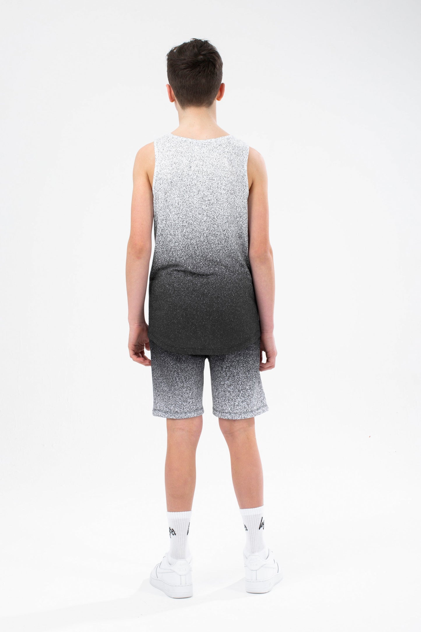 HYPE BOYS BLACK SPECKLE FADE SCRIPT VEST