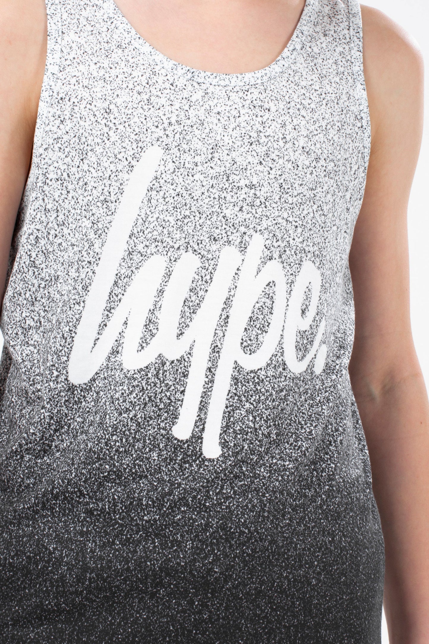HYPE BOYS BLACK SPECKLE FADE SCRIPT VEST