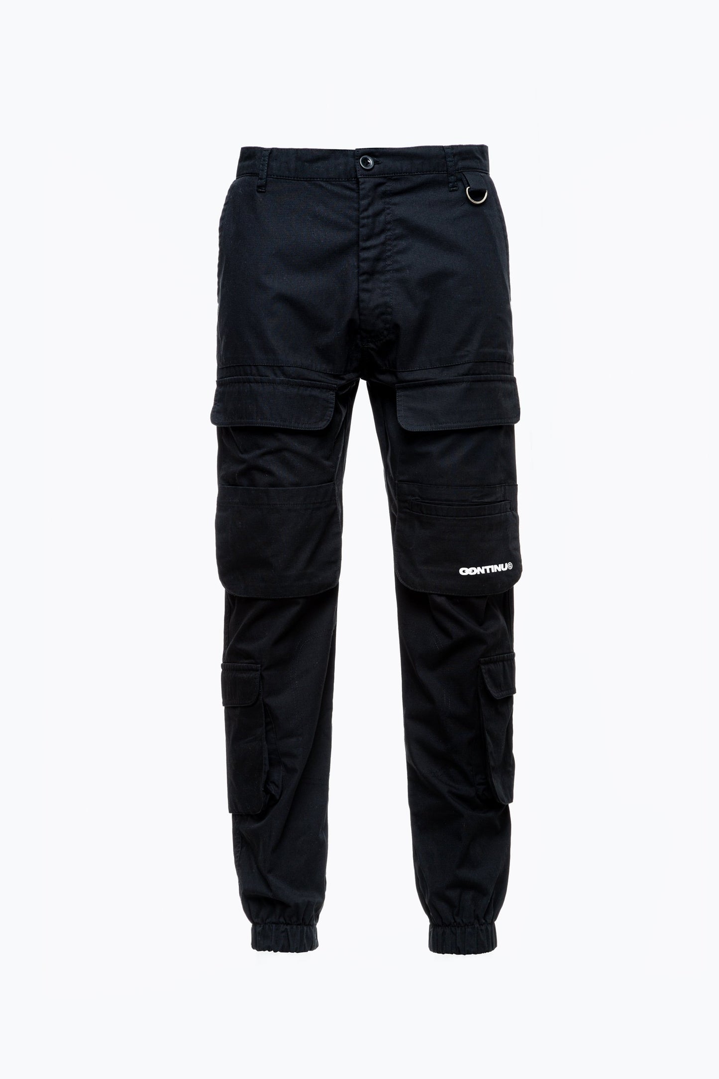 CONTINU8 BLACK CARGO PANTS