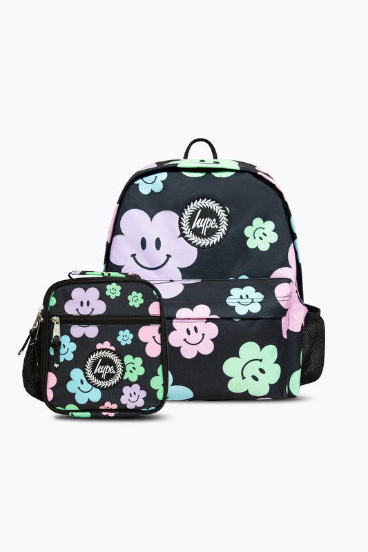 HYPE GIRLS BLACK HAPPY FLOWERS LUNCH BAG BUNDLE