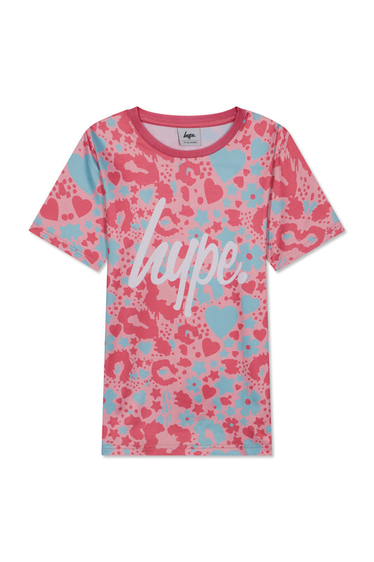 Hype Girls Pink Ditsy T-Shirt