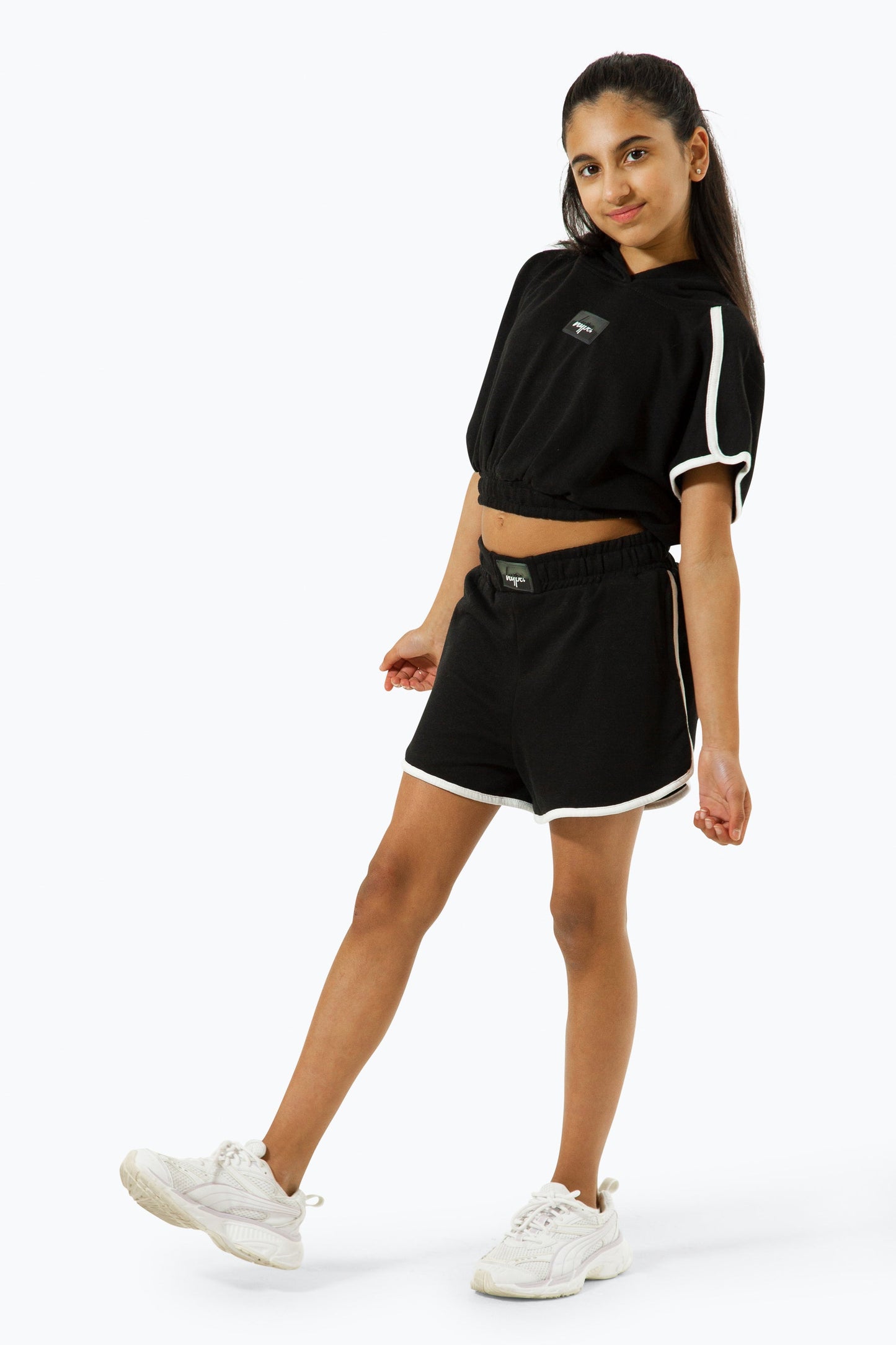 HYPE GIRLS BLACK SCRIPT SHORTS
