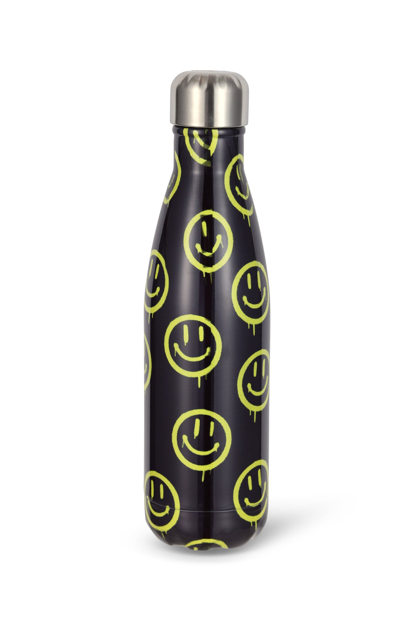 Hype Unisex Charcoal Neon Drippy Smiley Thermal Water Bottle