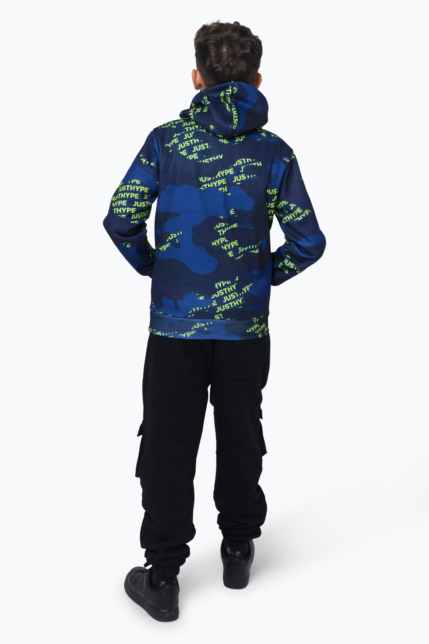 HYPE BOYS MULTI NAVY CAMO BLOCK LOGO HOODIE