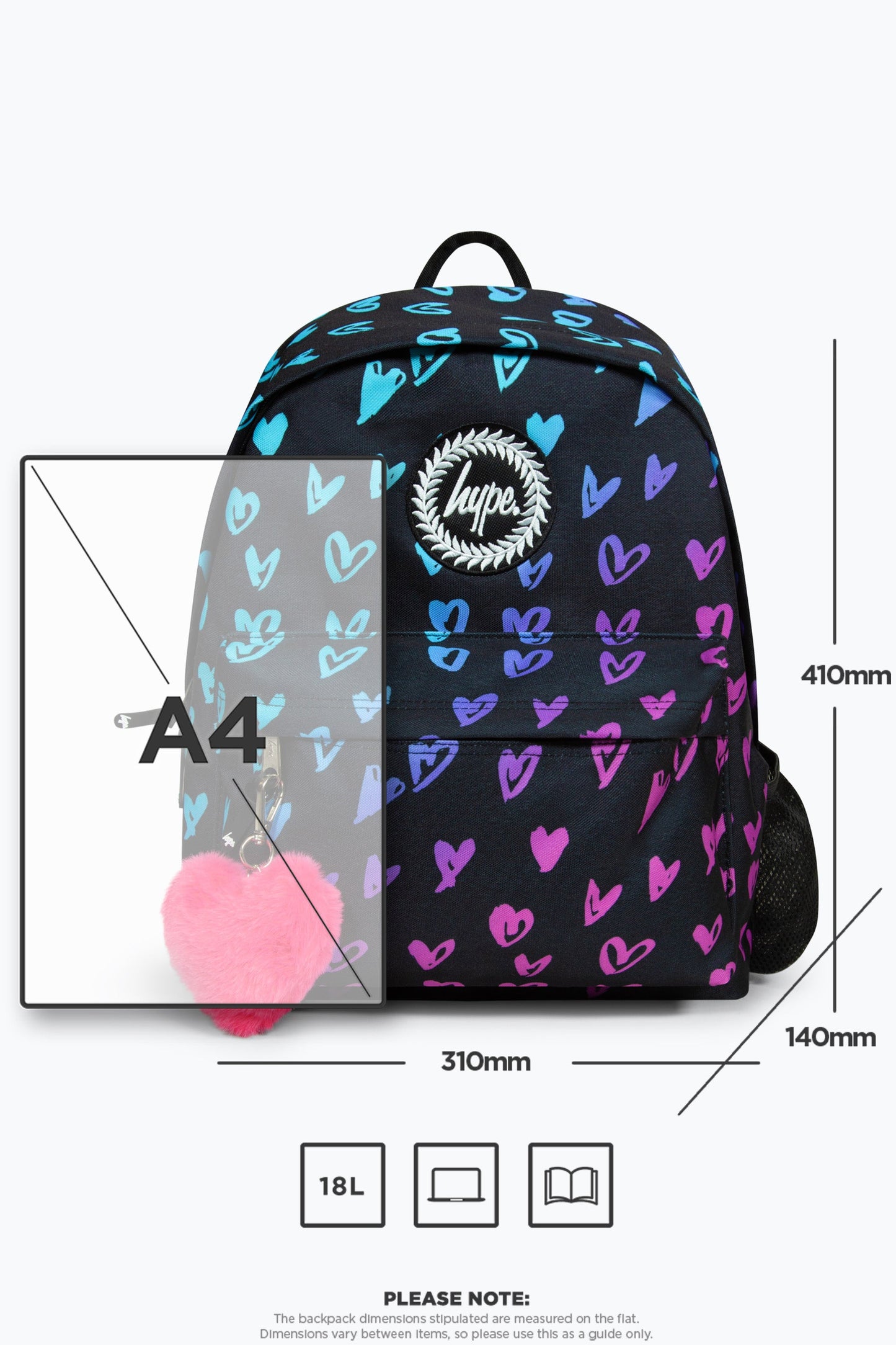HYPE UNISEX SCRIBBLE HEART PINK CREST BACKPACK