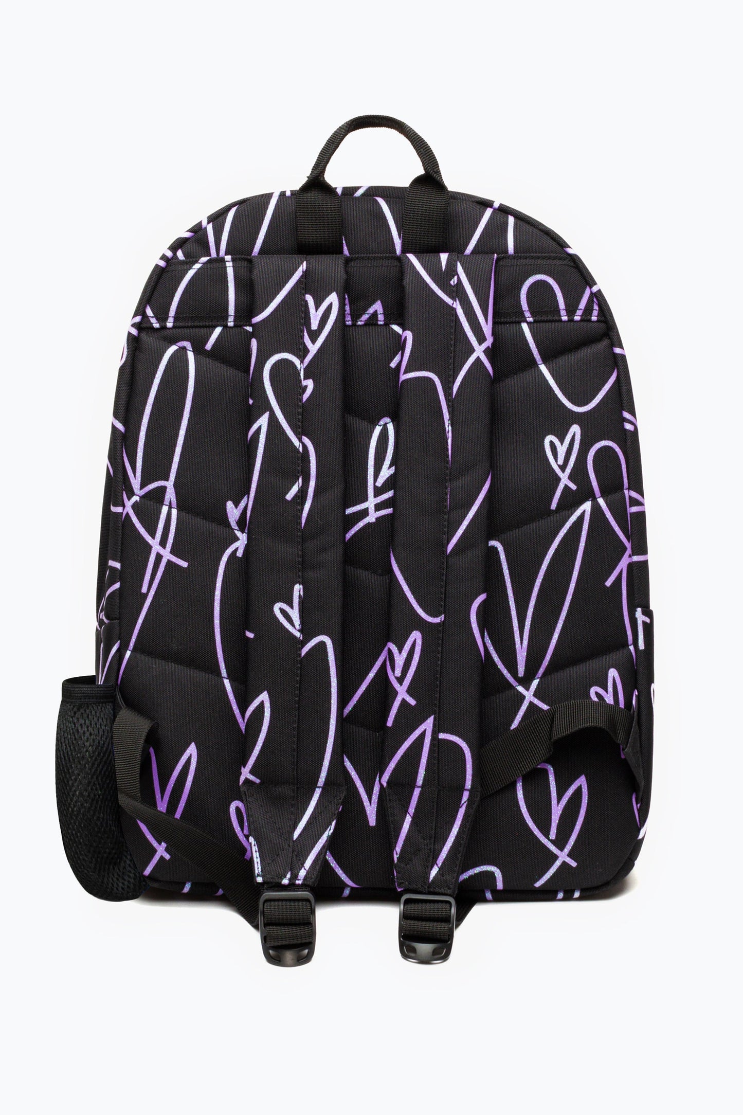HYPE GIRLS BLACK/PURPLE GLITTER SCRIBBLE HEARTS ICONIC BACKPACK