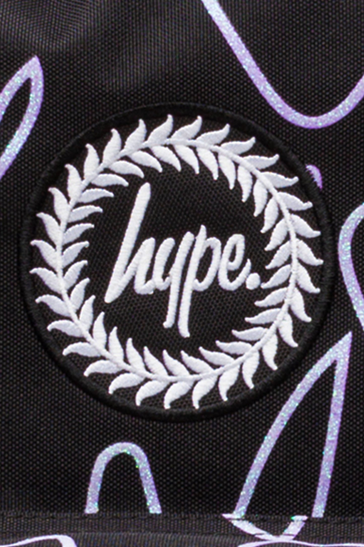 HYPE GIRLS BLACK/PURPLE GLITTER SCRIBBLE HEARTS ICONIC BACKPACK