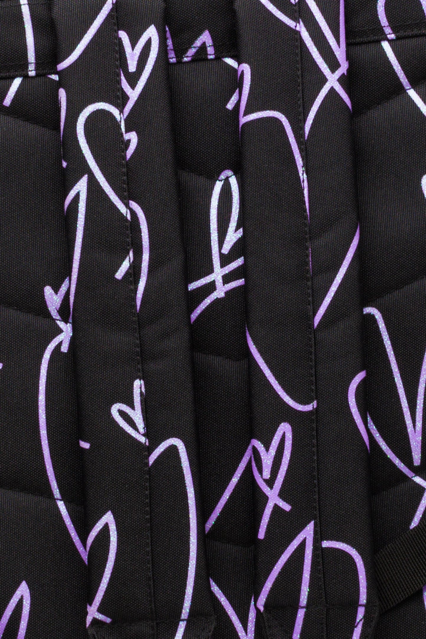 HYPE GIRLS BLACK/PURPLE GLITTER SCRIBBLE HEARTS ICONIC BACKPACK