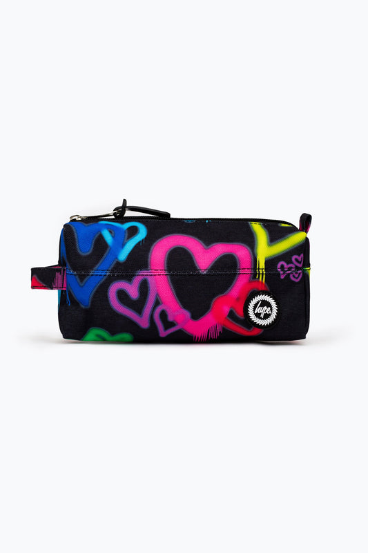 HYPE BLACK GRAFFITI HEART PENCIL CASE