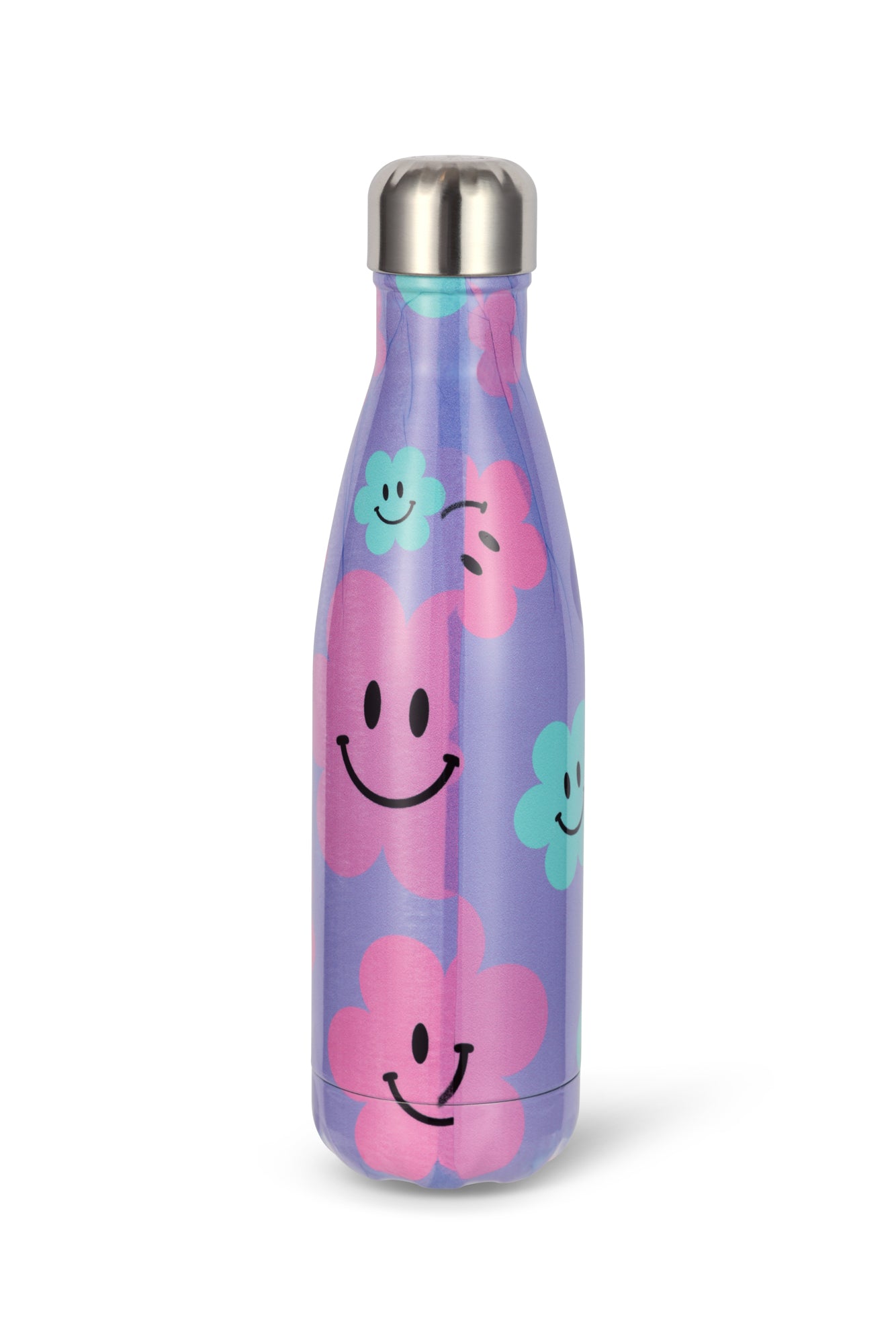 Hype Unisex Purple Happy Flowers Thermal Water Bottle