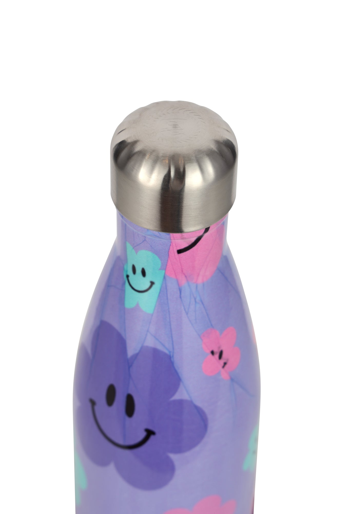 Hype Unisex Purple Happy Flowers Thermal Water Bottle