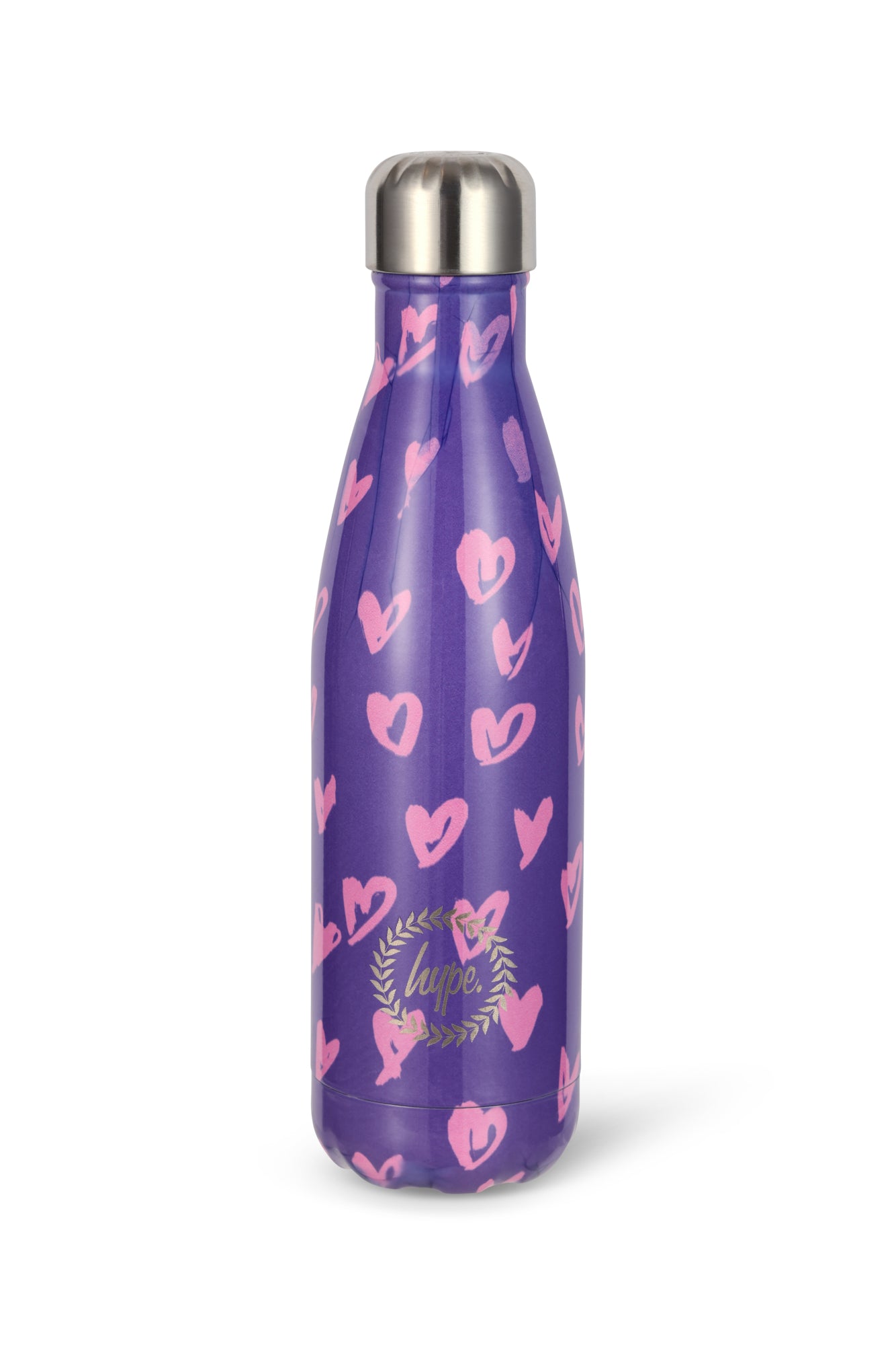 Hype Unisex Purple/Pink Scribble Hearts Thermal Water Bottle