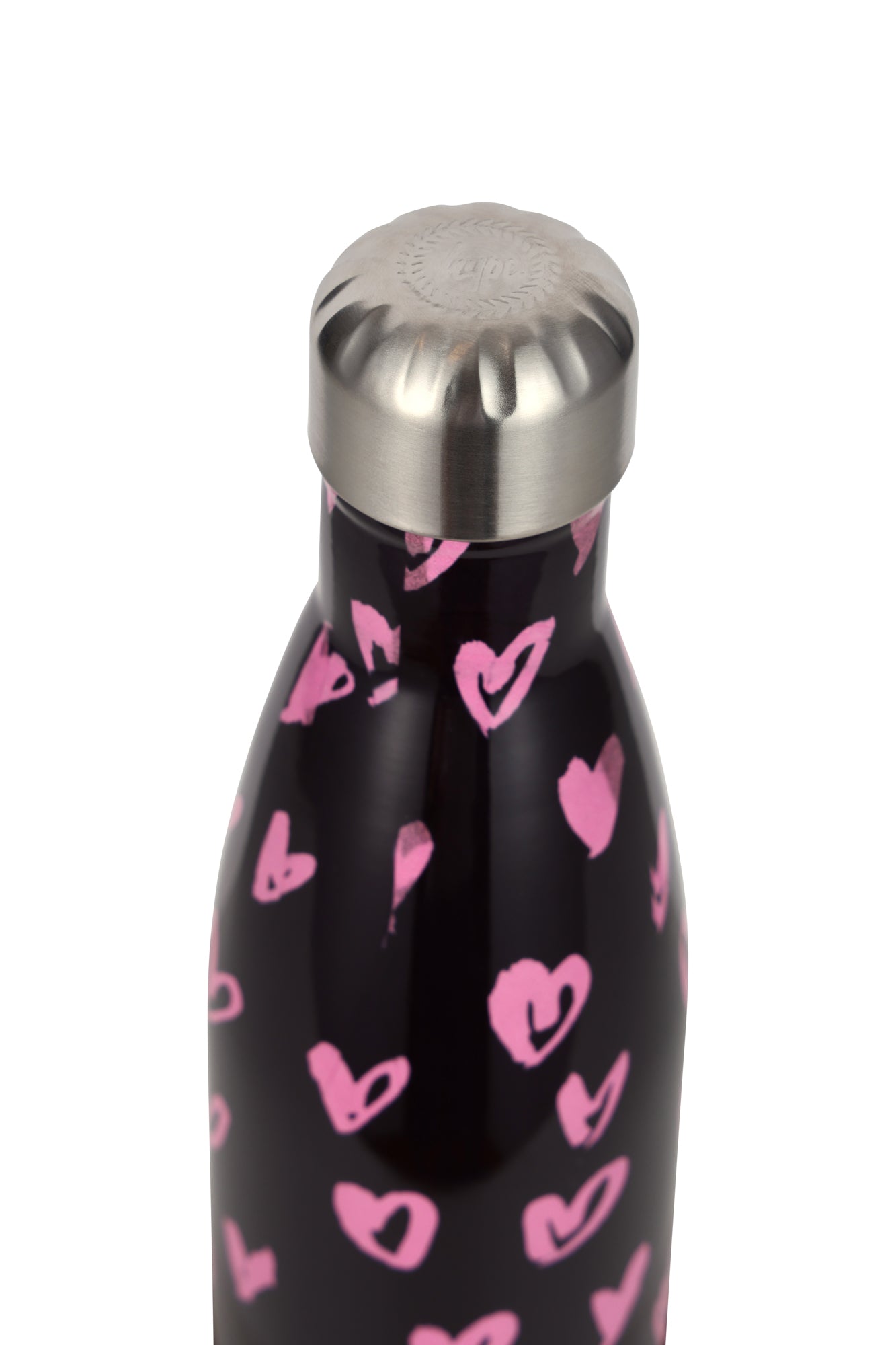 Hype Unisex Black/Pink Scribble Hearts Thermal Water Bottle