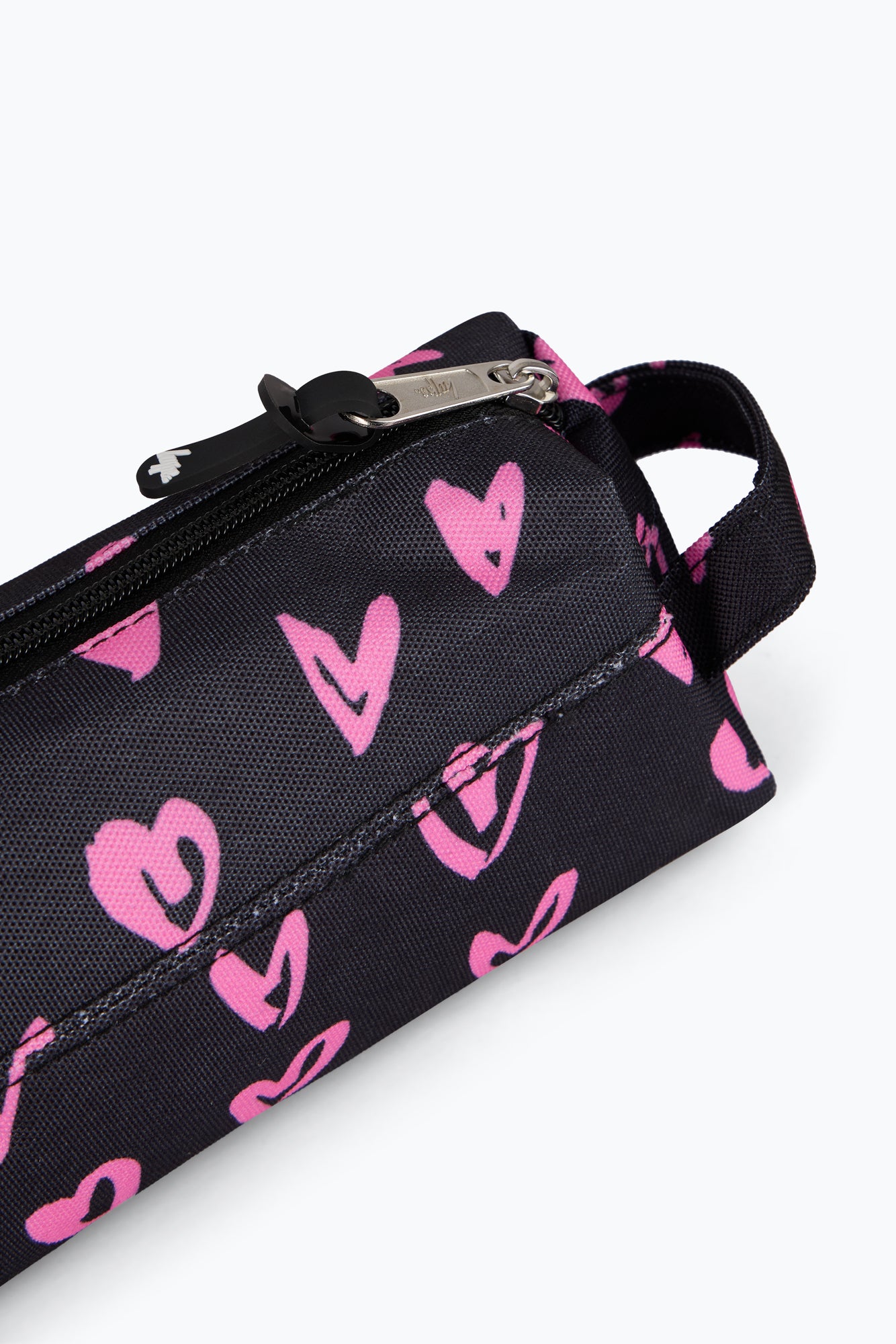Hype Unisex Black/Pink Scribble Hearts Pencil Case