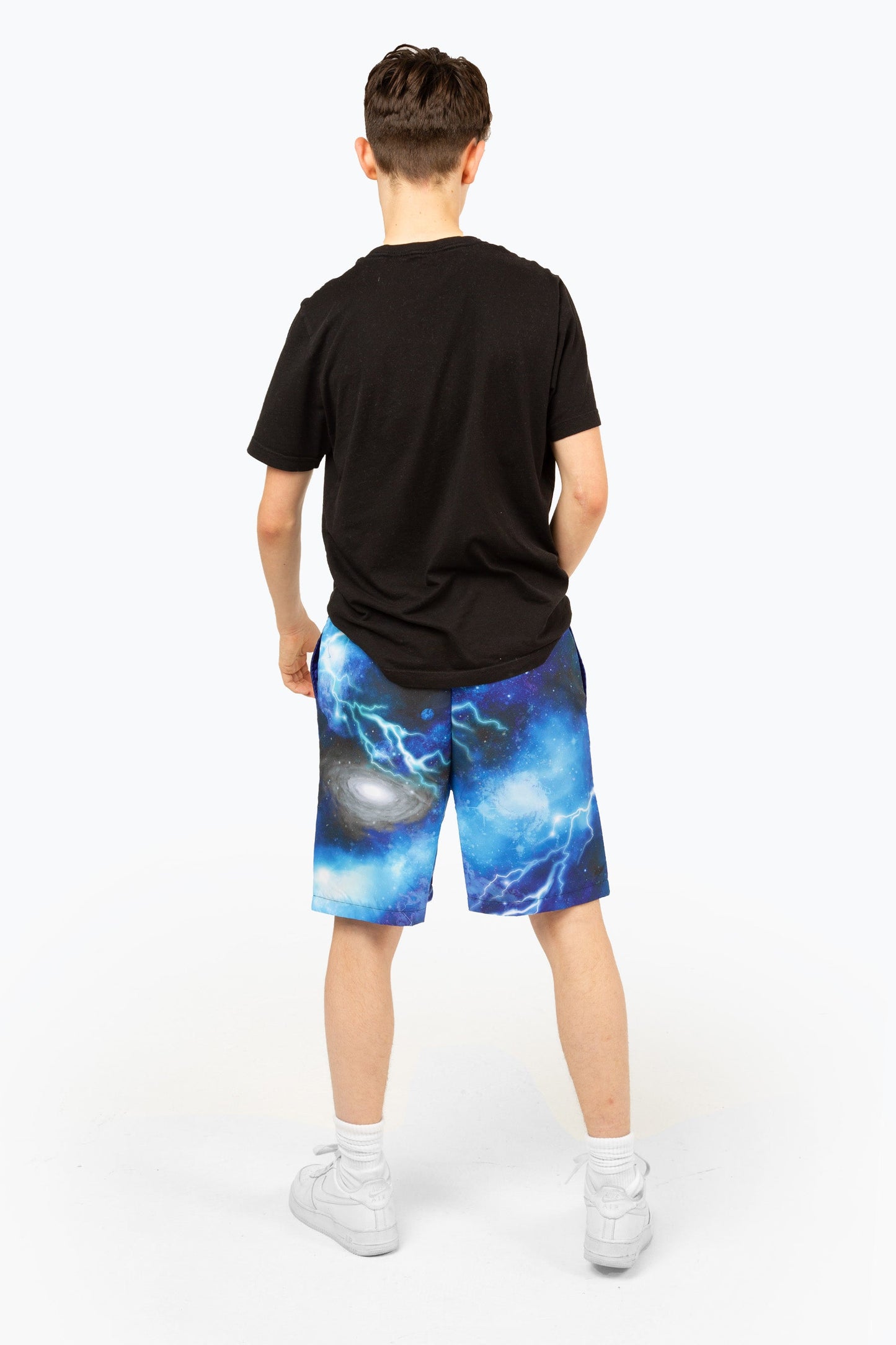 HYPE BOYS BLUE LIGHTNING SKY MINI OUTLINE SCRIPT SWIM SHORTS