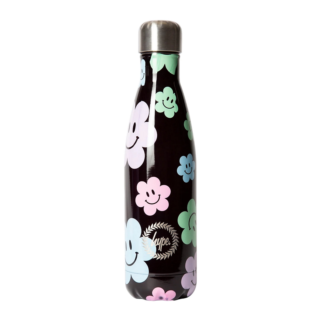 Hype Unisex Black Happy Flowers Water Bottle