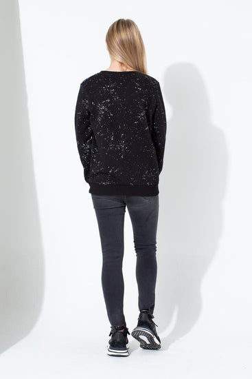 Hype Black Aop Speckle Kids Crew Neck