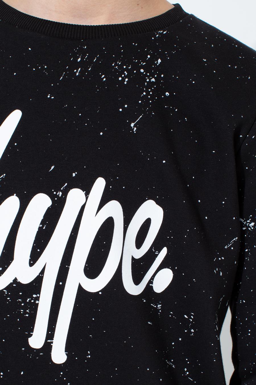 Hype Black Aop Speckle Kids Crew Neck