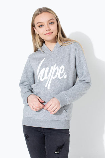 Hype Grey Script Kids Pullover Hoodie