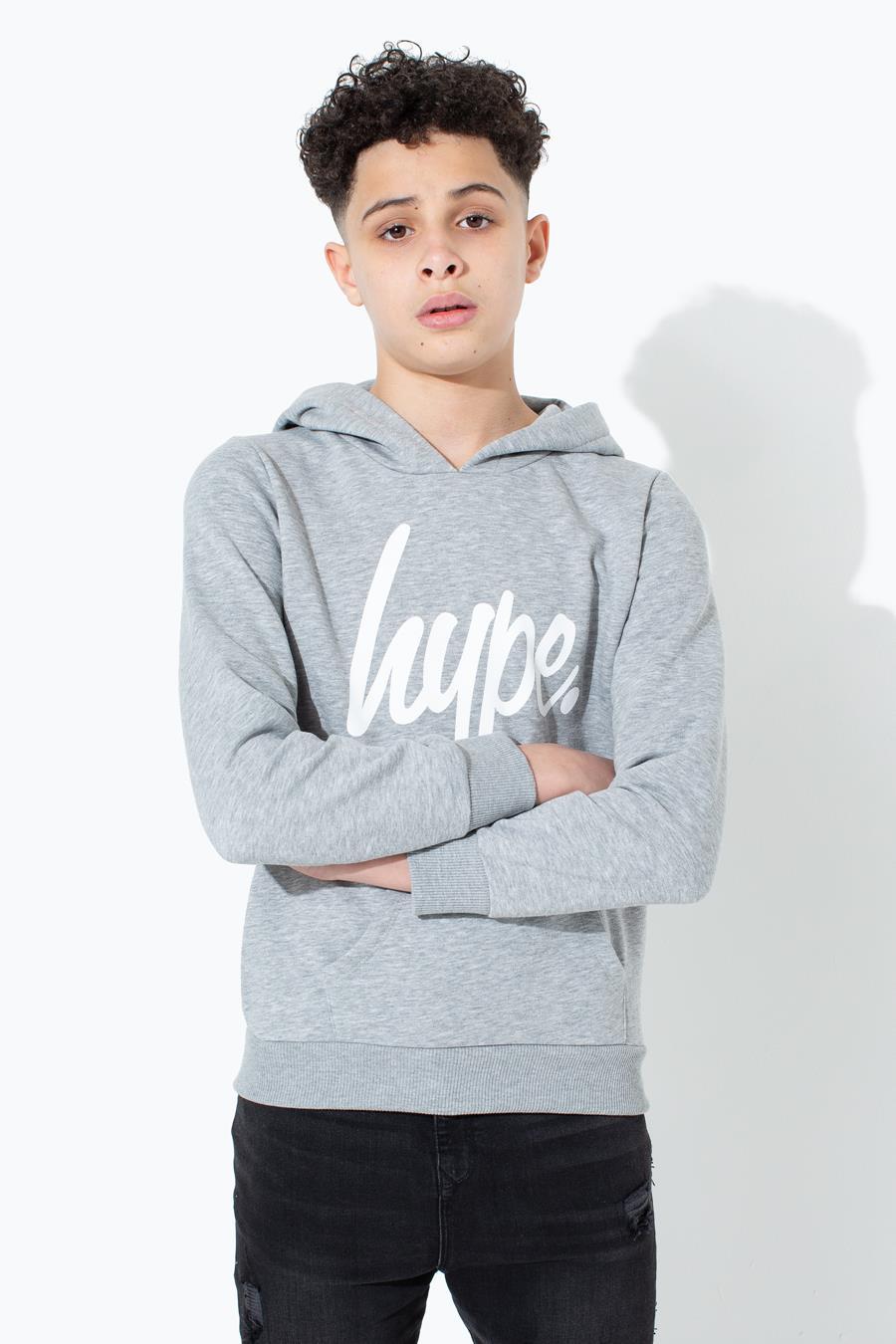 Hype Grey Script Kids Pullover Hoodie