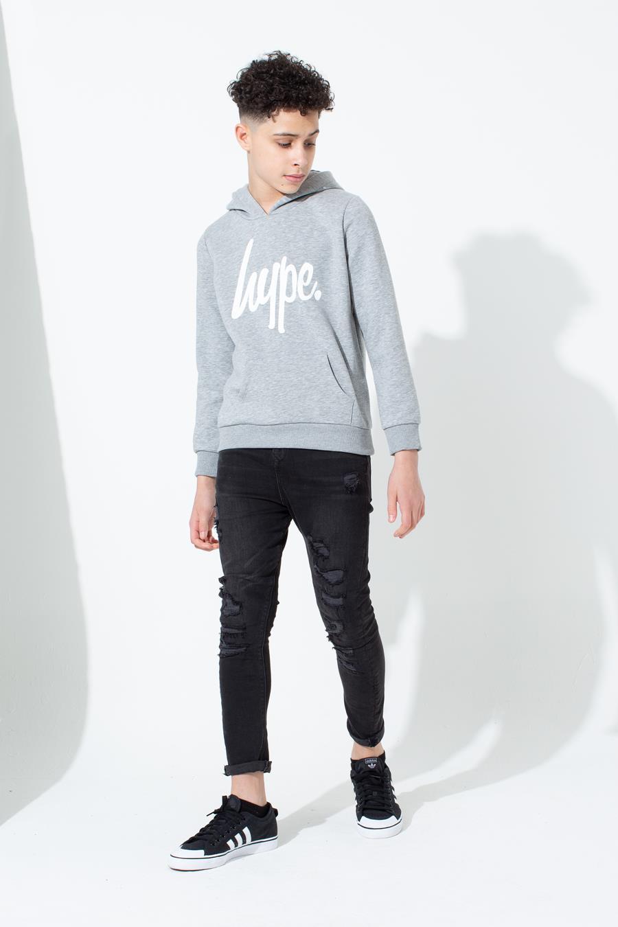 Hype Grey Script Kids Pullover Hoodie