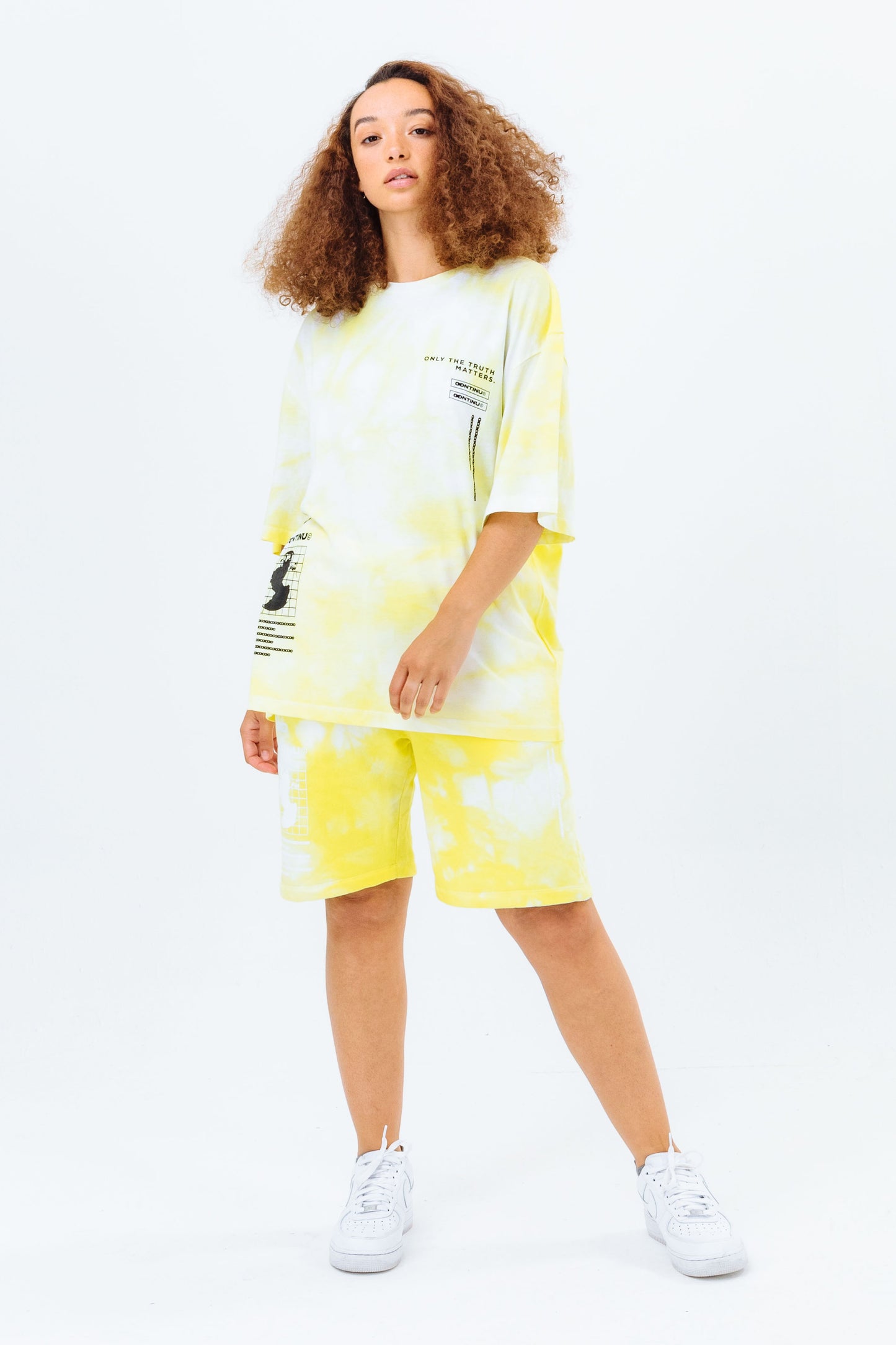 CONTINU8 YELLOW OVERSIZED PRINT T-SHIRT