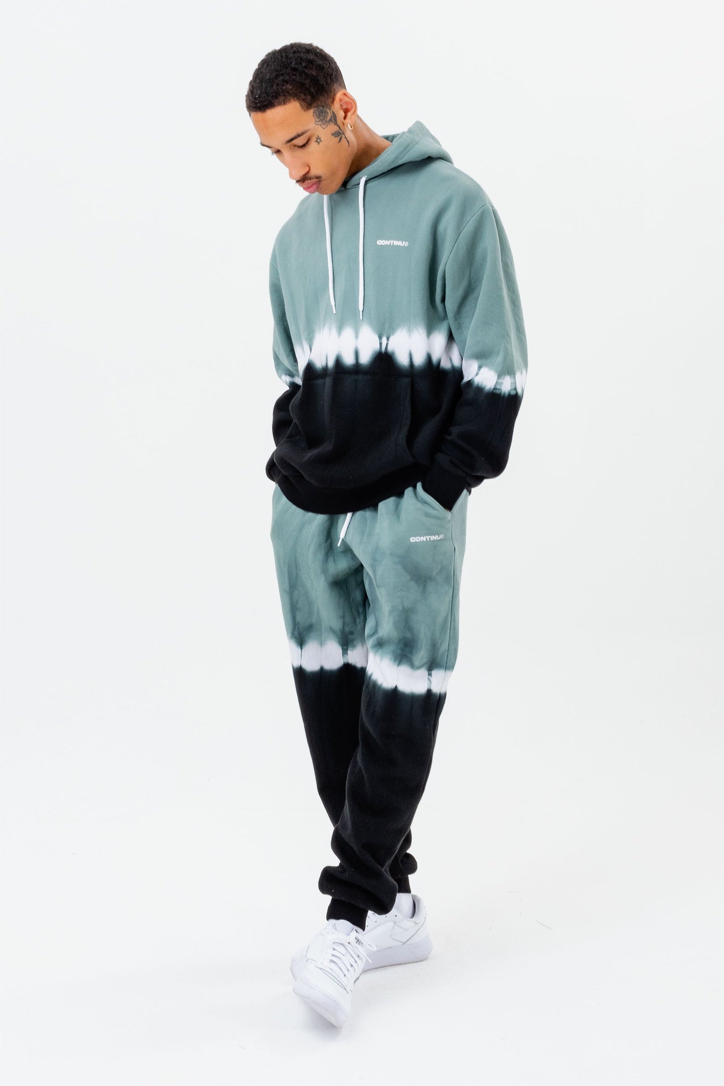 CONTINU8 GREEN OVERSIZED TIE DYE HOODIE