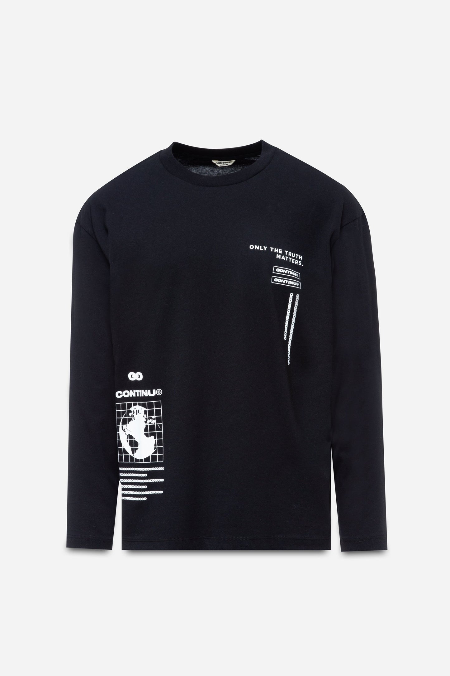 CONTINU8 BLACK PRINT LONG SLEEVE T-SHIRT