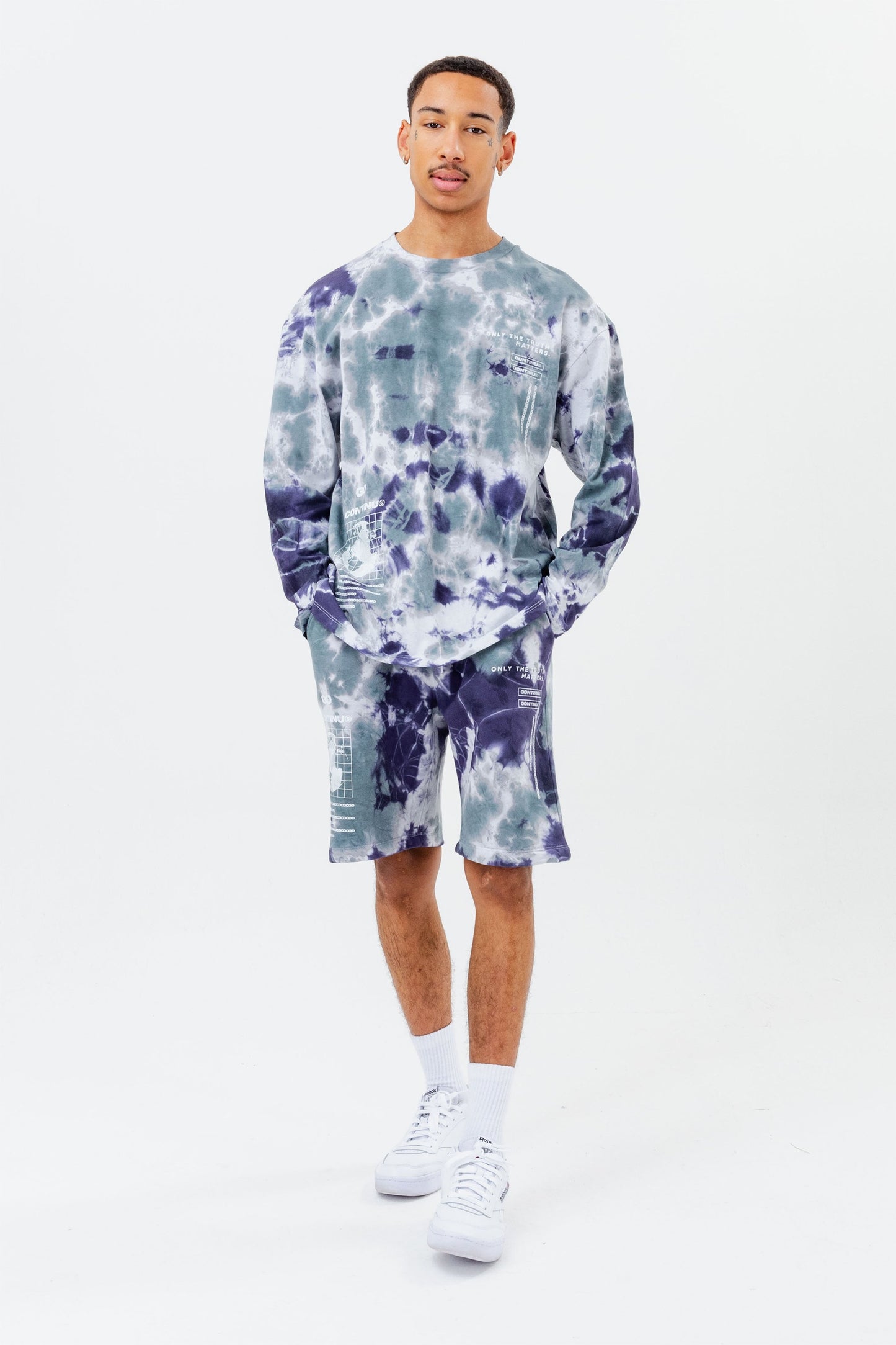 CONTINU8 BLUE PRINTED JERSEY SHORTS