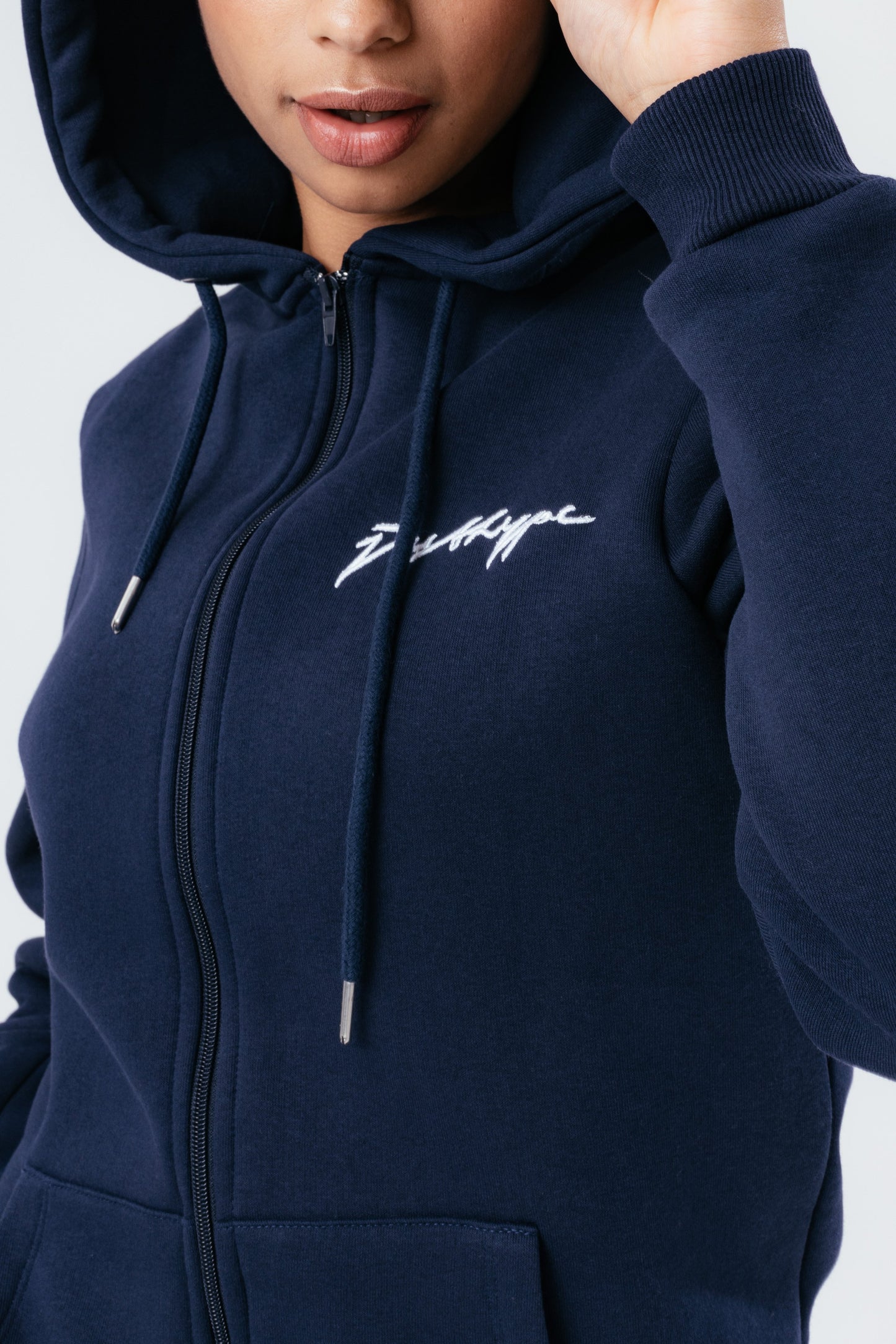 HYPE NAVY SCRIBBLE ZIP WOMEN'S HOODIE