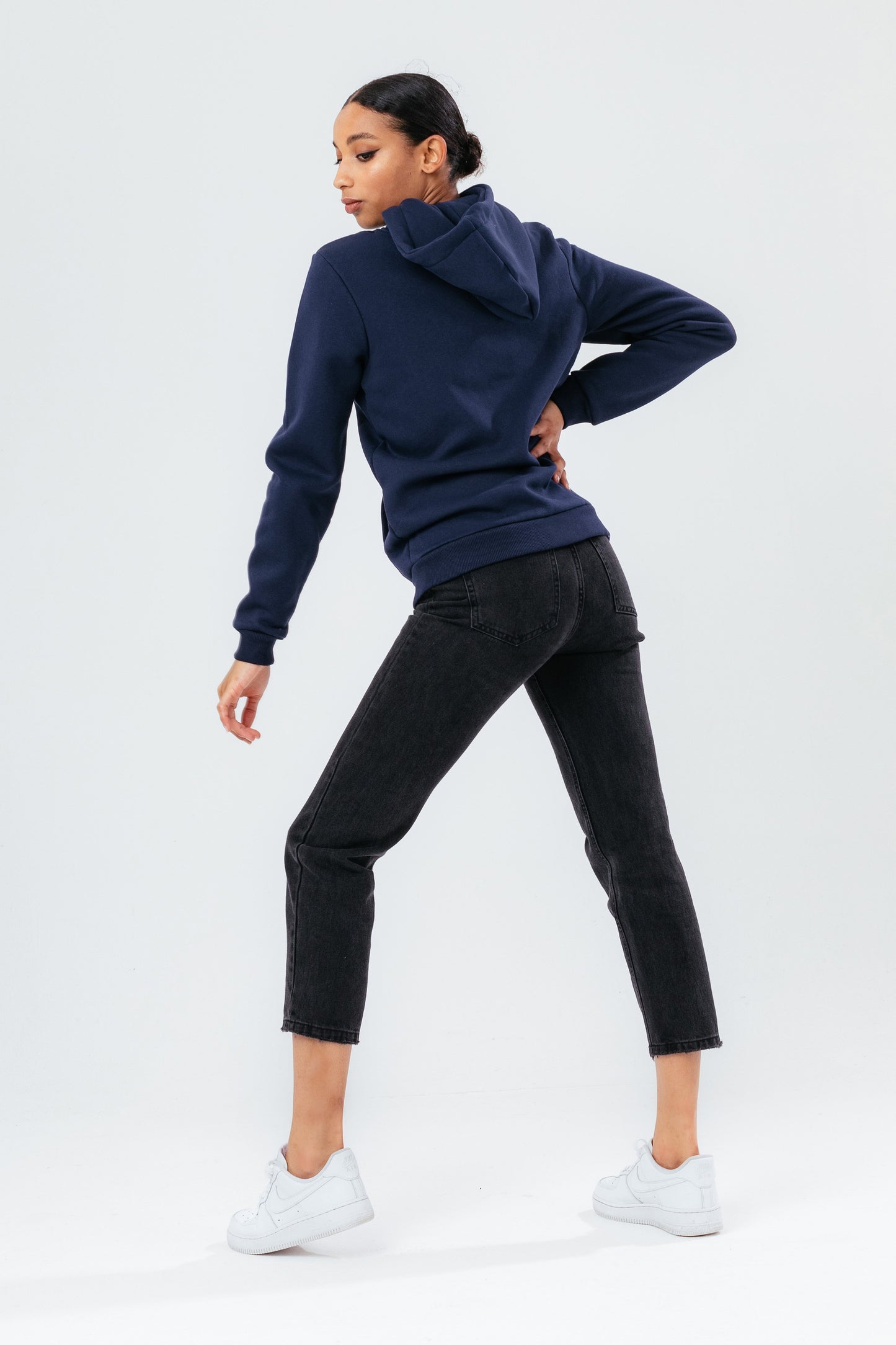 HYPE NAVY SCRIBBLE ZIP WOMEN'S HOODIE