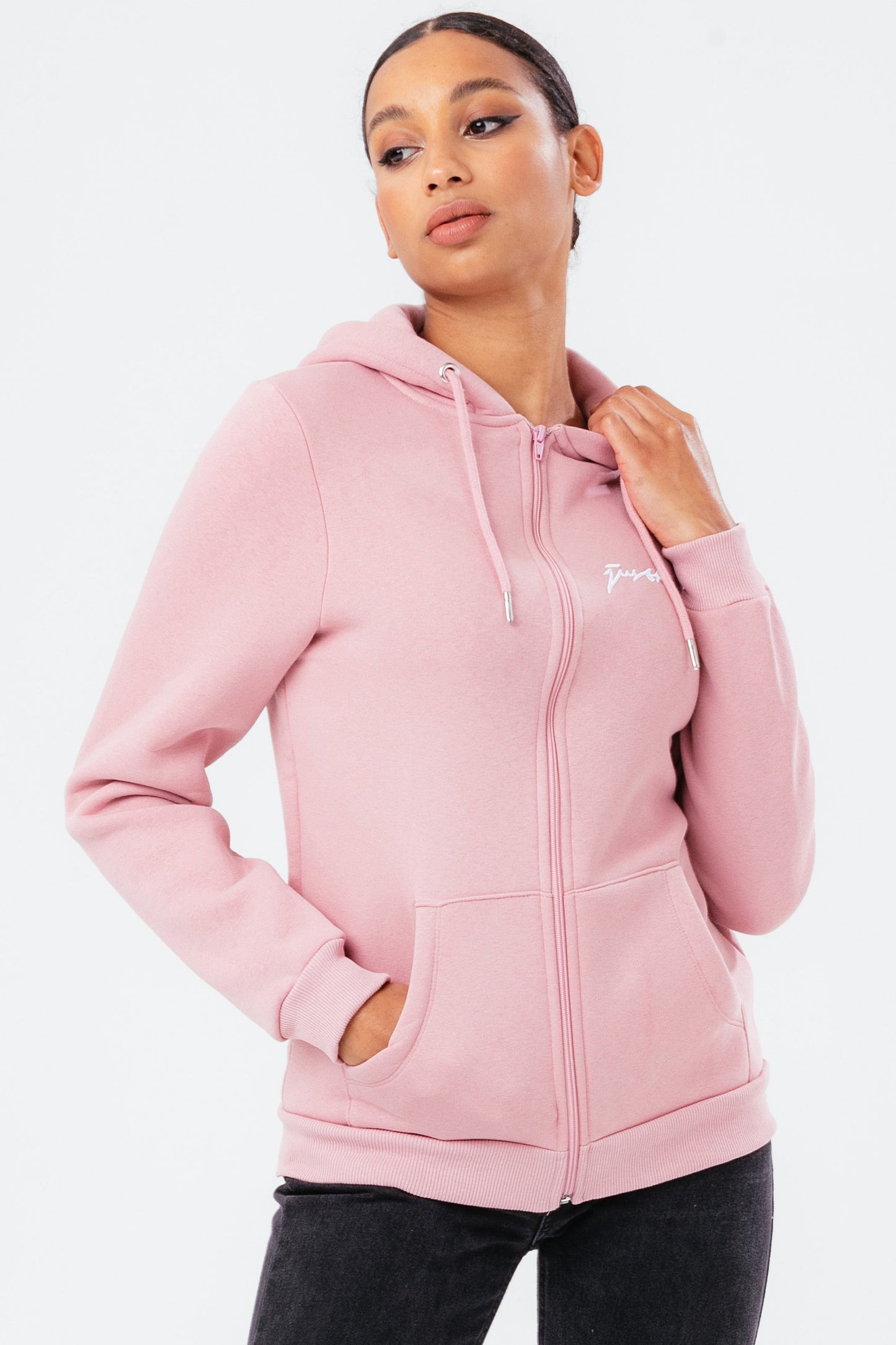 HYPE PINK SCRIBBLE ZIP WOMEN'S HOODIE