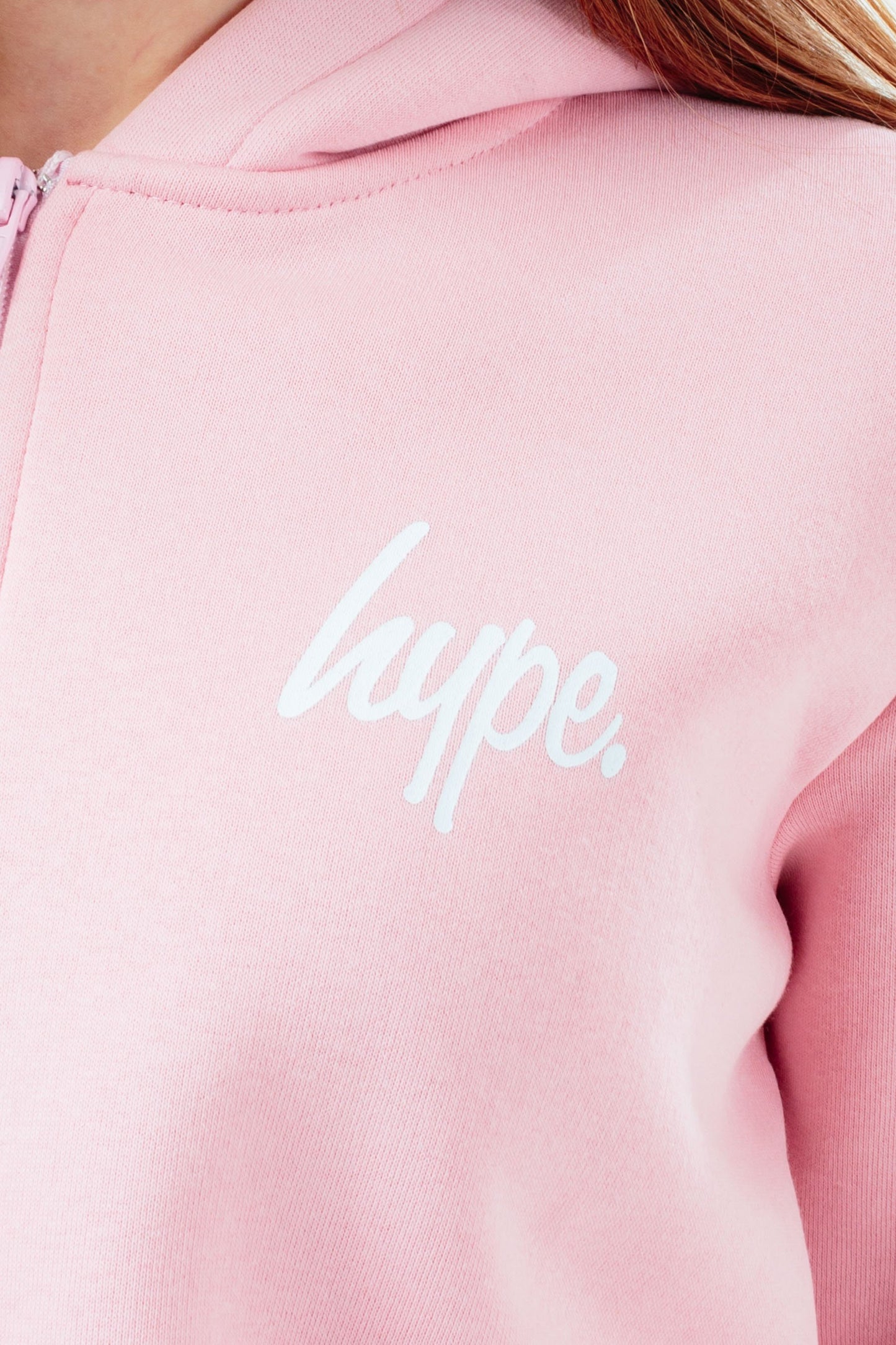 HYPE GIRLS PINK SCRIPT ZIP KIDS HOODIE