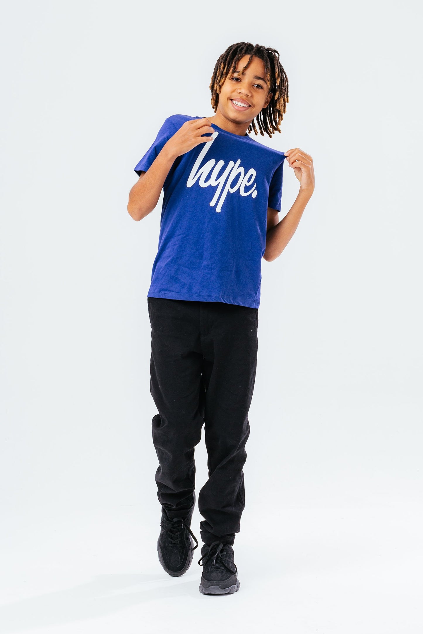 HYPE UNISEX KIDS NAVY SCRIPT T-SHIRT