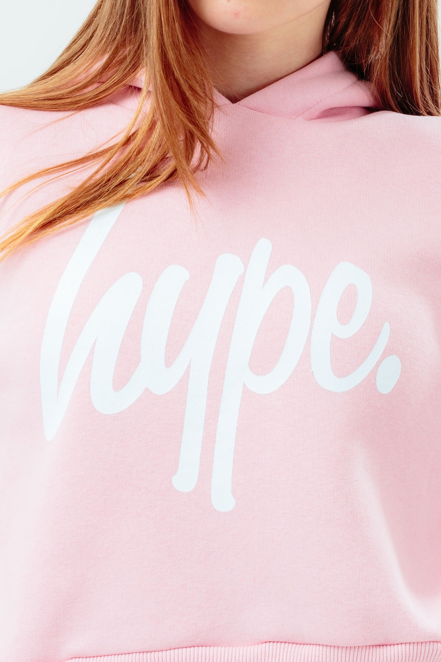 HYPE GIRLS PINK SCRIPT KIDS CROP HOODIE