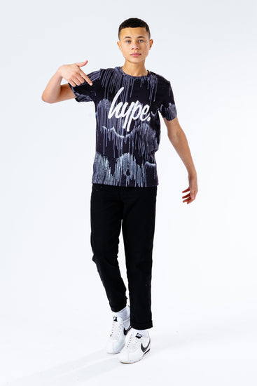 Hype Grayscale Drips Repeat Logo Kids T-Shirt