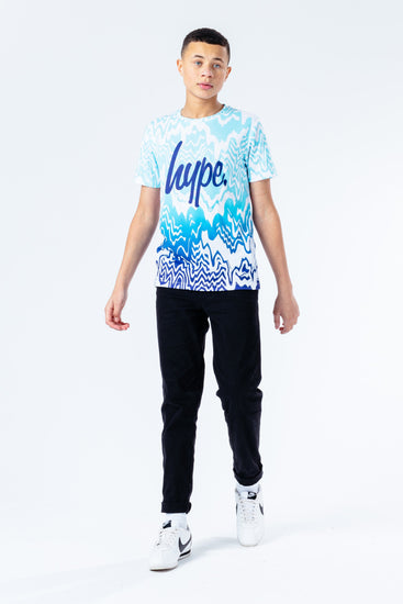 Hype Blue Zig Zag Drips Kids T-Shirt