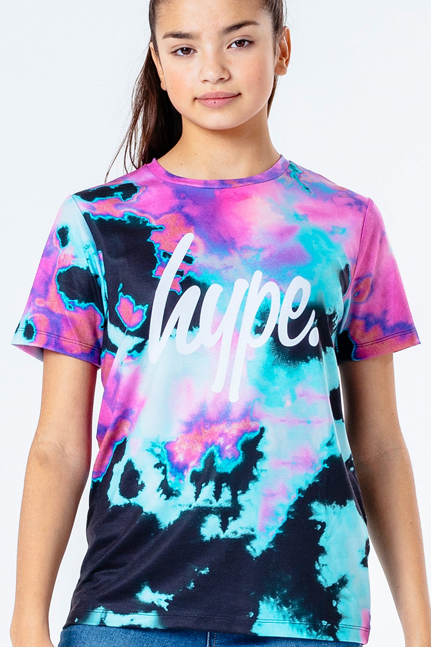 Hype Pink & Teal Tie Dye Kids T-Shirt