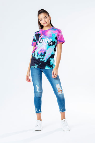 Hype Pink & Teal Tie Dye Kids T-Shirt