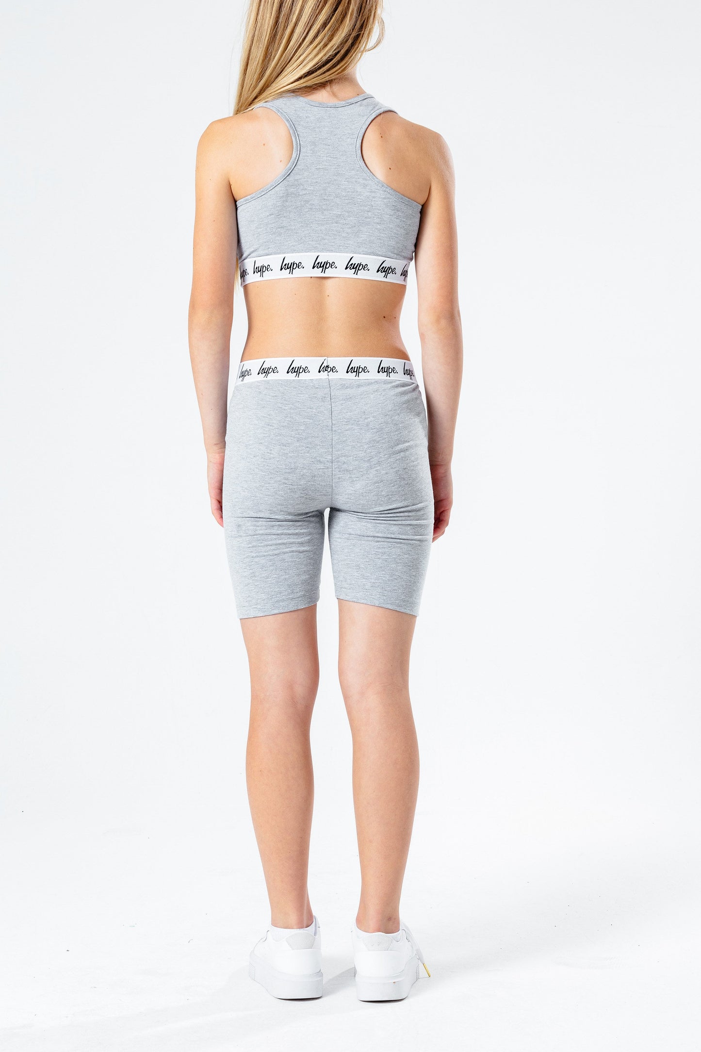 HYPE GREY MARL SCRIPT GIRLS CYCLING SHORTS