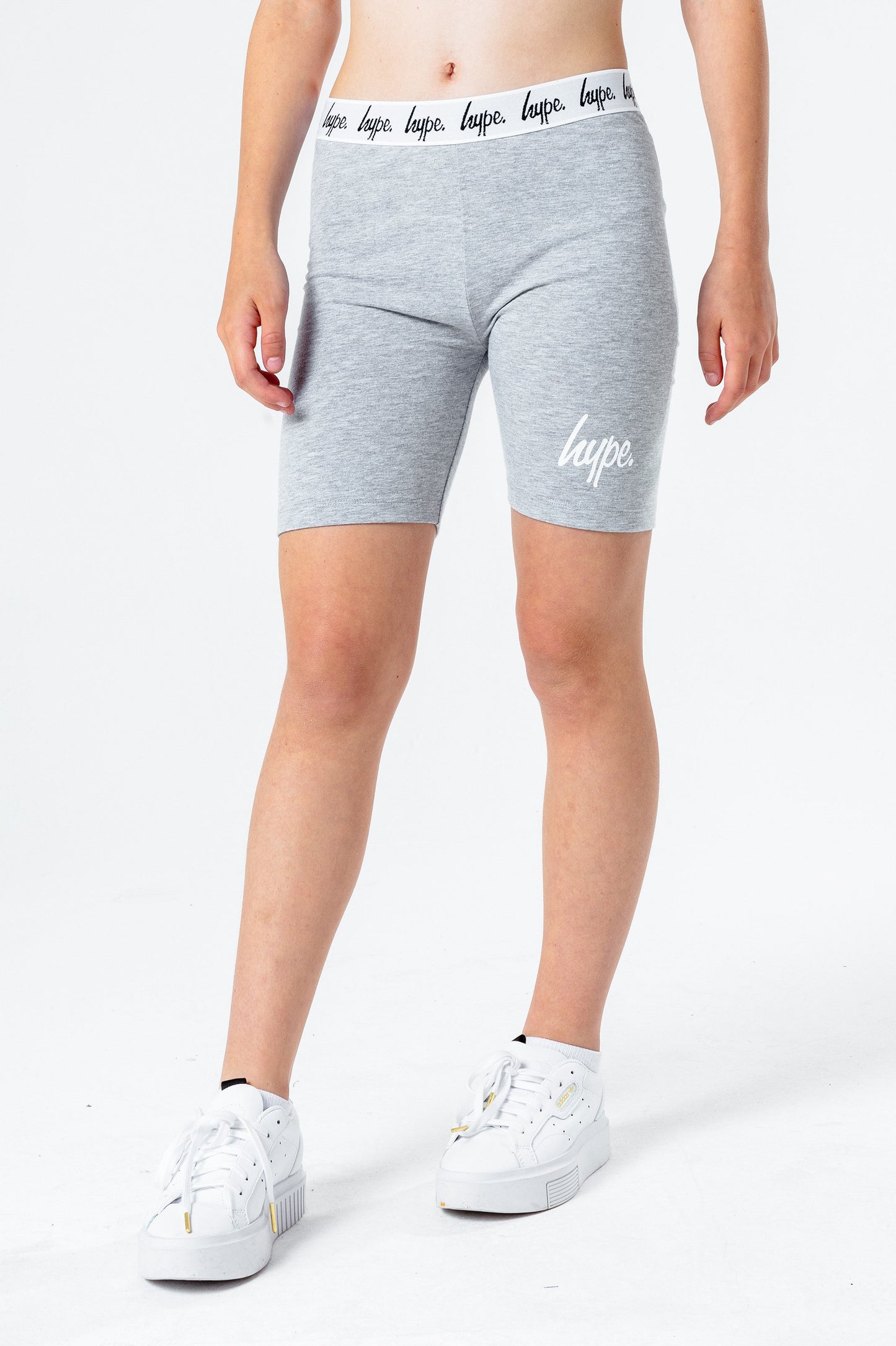 HYPE GREY MARL SCRIPT GIRLS CYCLING SHORTS