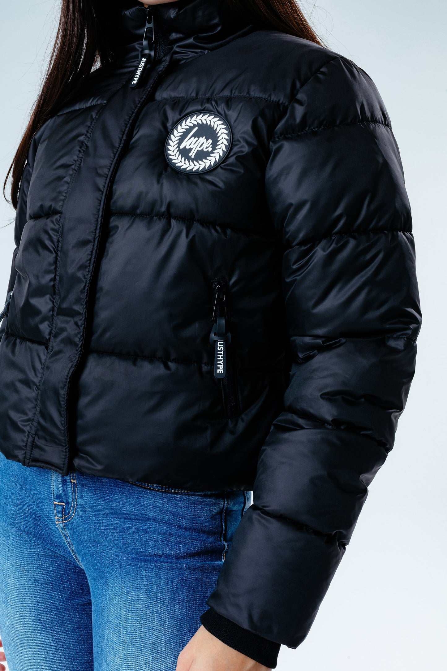 Hype Black Hood Kids Crop Puffer Jacket