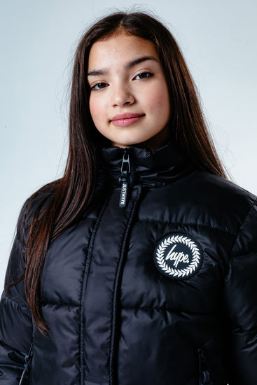 Hype Black Hood Kids Crop Puffer Jacket